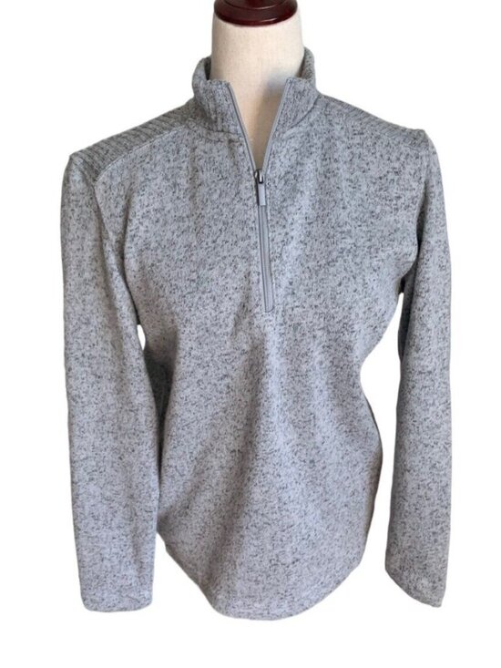 TELLURIDE CLOTHING CO 1/4 ZIP MOCK NECK GRAY FLEECE PULLOVER SMALL Men's Sweater - Picture 1 of 8